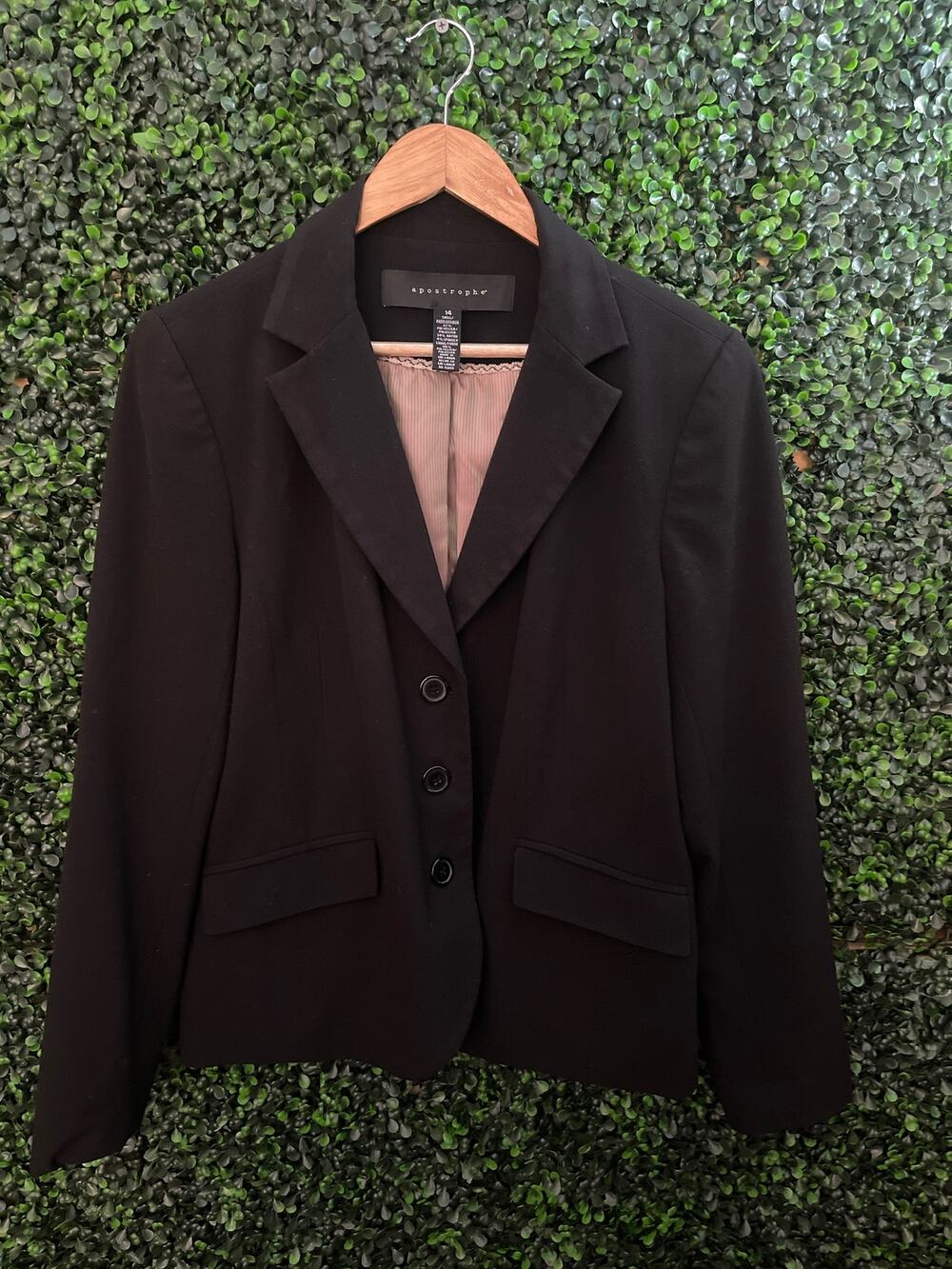 Apostrophe Black Blazer Women’s Size 14